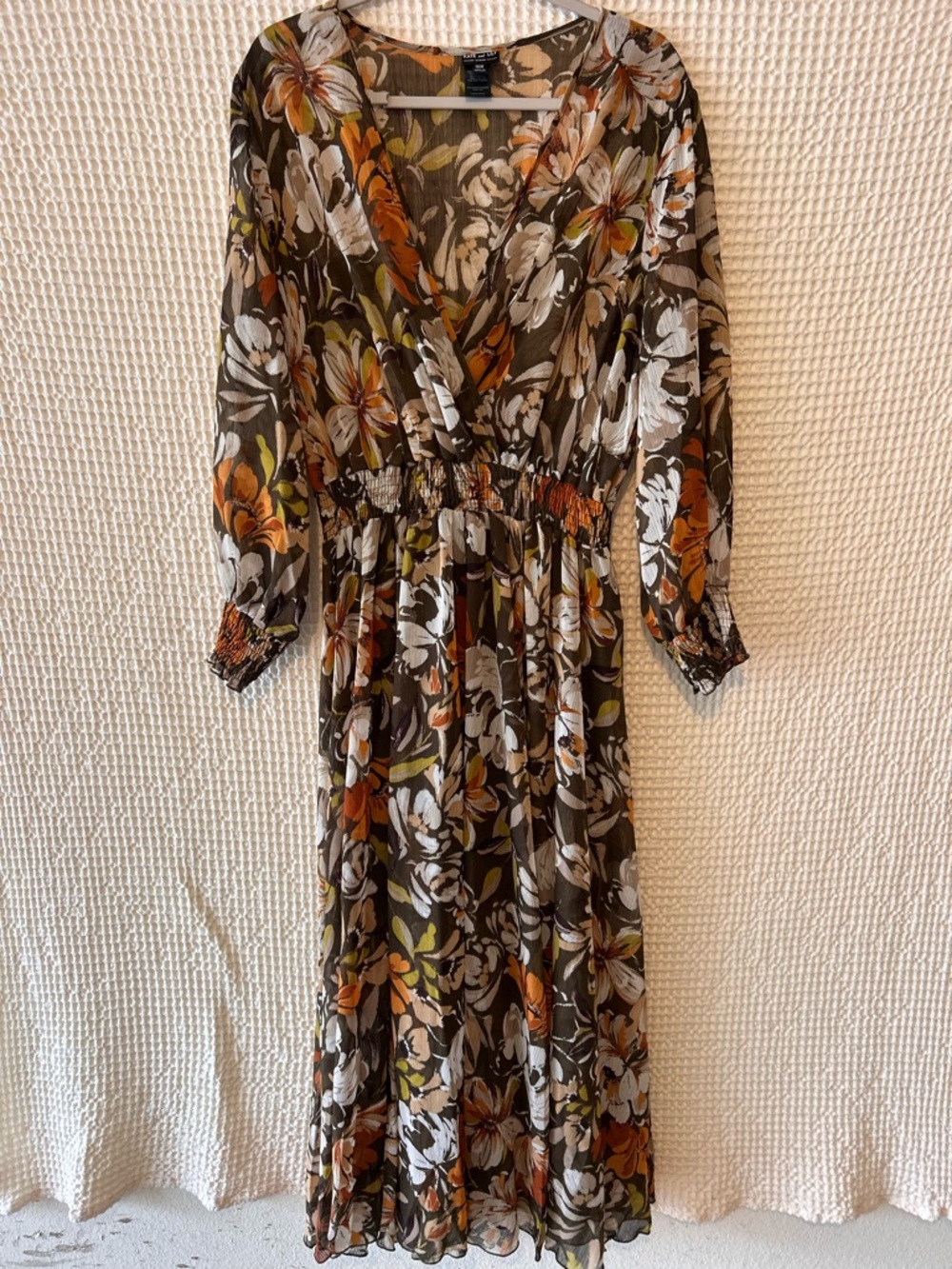 Kate & Lili Brown Floral Long Sleeve Maxi Dress - Picture 2 of 8